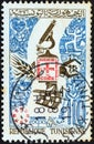 TUNISIA - CIRCA 1967: A stamp printed in Tunisia issued for the Expo 67 World Fair, Montreal shows emblems of Civilization