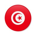 Tunisia circle button icon. Tunisian round badge flag. 3D realistic isolated vector illustration Royalty Free Stock Photo