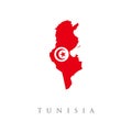 Tunisia detailed map with flag of country. Vector isolated simplified illustration icon with silhouette of Tunisia map. National