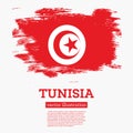 Tunisia Flag with Brush Strokes.
