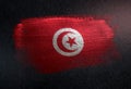 Tunisia Flag Made of Metallic Brush Paint on Grunge Dark Wall Royalty Free Stock Photo