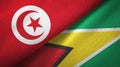 Tunisia and Guyana two flags textile cloth, fabric texture