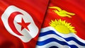 Tunisia and Kiribati flags. 3D Waving flag design. Tunisia Kiribati flag, picture, wallpaper. Tunisia vs Kiribati image,3D
