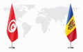 Tunisia and Moldova flags for official meeting