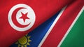 Tunisia and Namibia two flags textile cloth, fabric texture