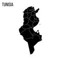 Tunisia political map of administrative divisions