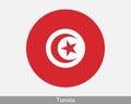 Tunisia Round Circle Flag. Tunisian Circular Button Banner Icon. EPS Vector Royalty Free Stock Photo