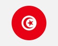 Tunisia Round Country Flag. Tunisian Circle National Flag Royalty Free Stock Photo