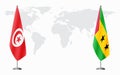 Tunisia and Sao Tome and Principe flags for official meeti