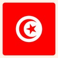 Tunisia square flag button, social media communication sign Royalty Free Stock Photo