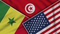 Tunisia United States of America Senegal Flags Together Fabric Texture Illustration