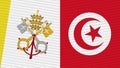 Tunisia and Vatican Flags Together Fabric Texture Illustration