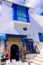 Tunisia, White and Blue Traditional Building, Gift Shop, Arabic Architecture Royalty Free Stock Photo