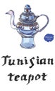 Tunisian blue decorated silver teapot