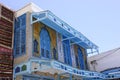 Tunisian Blue Window Shutters and Balcony, Traditional Arabic Art Royalty Free Stock Photo