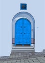 Tunisian blue door illustration, vector