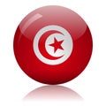 Tunisian flag glass button vector illustration Royalty Free Stock Photo