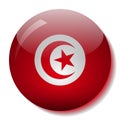 Tunisian flag glass button vector illustration Royalty Free Stock Photo
