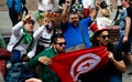 Tunisian Football fans at Nikolskaya Street in Moscow at FIFA football world cup, 2018, Russia