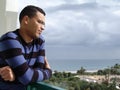 Tunisian man watching the ocean Royalty Free Stock Photo
