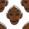 Tunisian mask museum relic or tribal totem seamless pattern