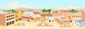 Tunisian old town flat color vector illustration