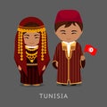 Tunisians in national dress with a flag. Royalty Free Stock Photo