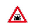 Tunnel ahead road sign. sign tunnel icon. Vector road tunnel icon. Warning signs. traffic training. traffic rules. Traffic signs.