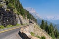 Tunnel along Going to the Sun Road in Glacier National Park on a hazy day Royalty Free Stock Photo