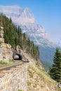 Tunnel along Going to the Sun Road in Glacier National Park on a hazy day Royalty Free Stock Photo