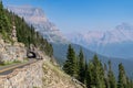 Tunnel along Going to the Sun Road in Glacier National Park on a hazy day Royalty Free Stock Photo