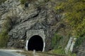 Tunnel along the route of the narrow gauge railway from Septemvri station to Dobrinishte crossing the Rhodope Mountains Royalty Free Stock Photo