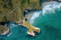 Tunnel Beach, Dunedin, New Zealand, aerial view
