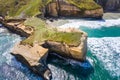 Tunnel Beach, Dunedin, New Zealand, aerial view