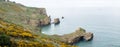 Tunnel Beach Sandstone cliffs at the beach near Dunedin, New Zealand.