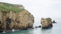 Tunnel Beach Sandstone cliffs at the beach near Dunedin, New Zealand.