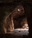 Tunnel in big rock cave