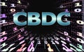 Tunnel of binary code on a black background. The inscription CBDC. Concept Digital Currency Central Bank