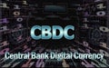 Tunnel of binary code on a black background. The inscription CBDC. Concept Digital Currency Central Bank