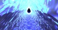 The tunnel is blue in the form of a drop of sparkling transparent shiny natural clean water. Abstract background Royalty Free Stock Photo