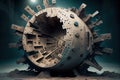 tunnel boring machine, with its cutter head and drill bits visible, breaking through the earth Royalty Free Stock Photo