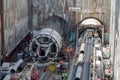 Tunnel Boring Machines at construction site of metro Royalty Free Stock Photo