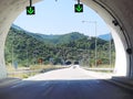 Tunnel on egnatia highway greece dark lights traffic signals on the road Royalty Free Stock Photo