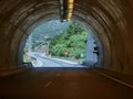 Tunnel on egnatia highway greece dark lights traffic signals on the road Royalty Free Stock Photo