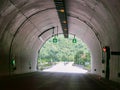 Tunnel on egnatia highway greece dark lights traffic signals on the road Royalty Free Stock Photo