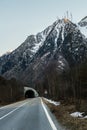 Tunnel in European Alps during winter