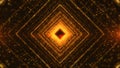 Tunnel Glowing particle Gold square shape tunnel abstract background