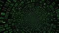 Tunnel of green binary code data stream in digital cyberspace technology Royalty Free Stock Photo