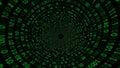 Tunnel of green binary code in a digital vortex abstract Royalty Free Stock Photo
