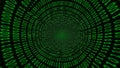 Tunnel of green binary code numbers flowing into a digital vortex data technology Royalty Free Stock Photo
